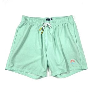Broken Threads Large Mint Green Seersucker Swim Trunks Board Shorts Beach Preppy